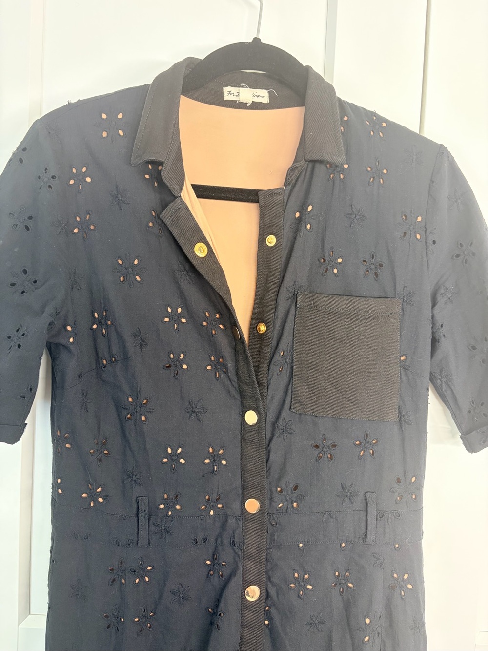 For Love And Lemons Black Eyelet Short-Sleeve Jumpsuit | M - Picture 4 of 6
